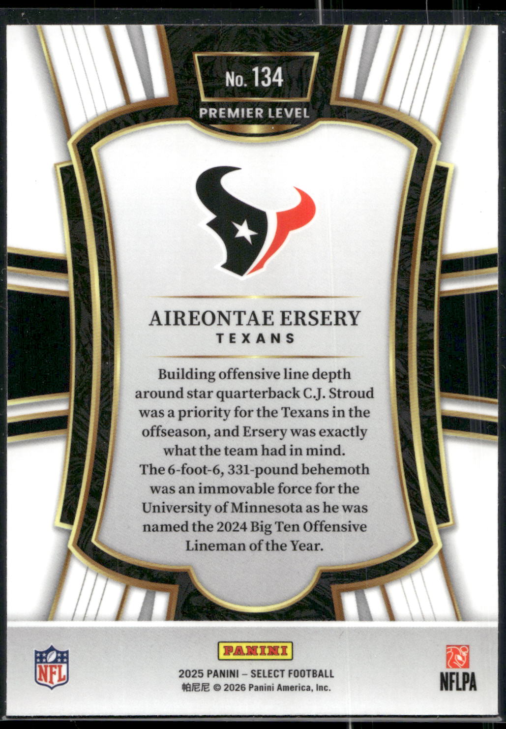 2025 Panini Select #134 Aireontae Ersery