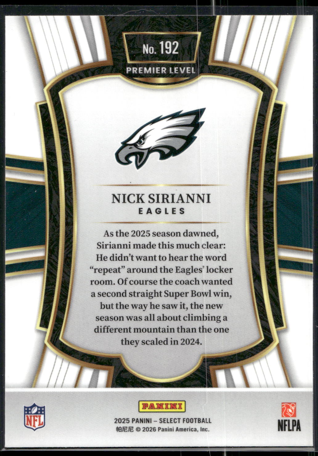 2025 Panini Select #192 Nick Sirianni