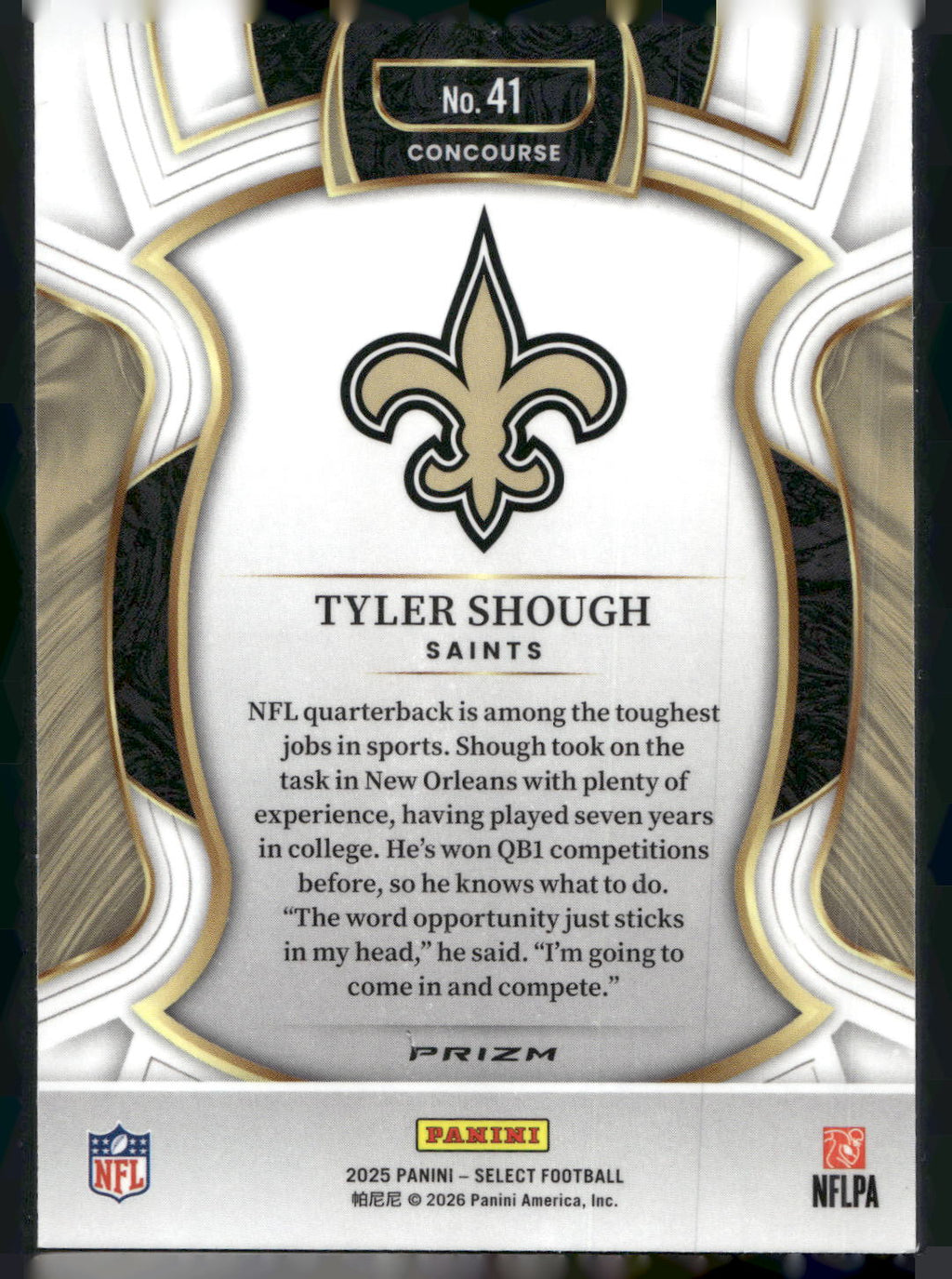 2025 Panini Select #41 Tyler Shough