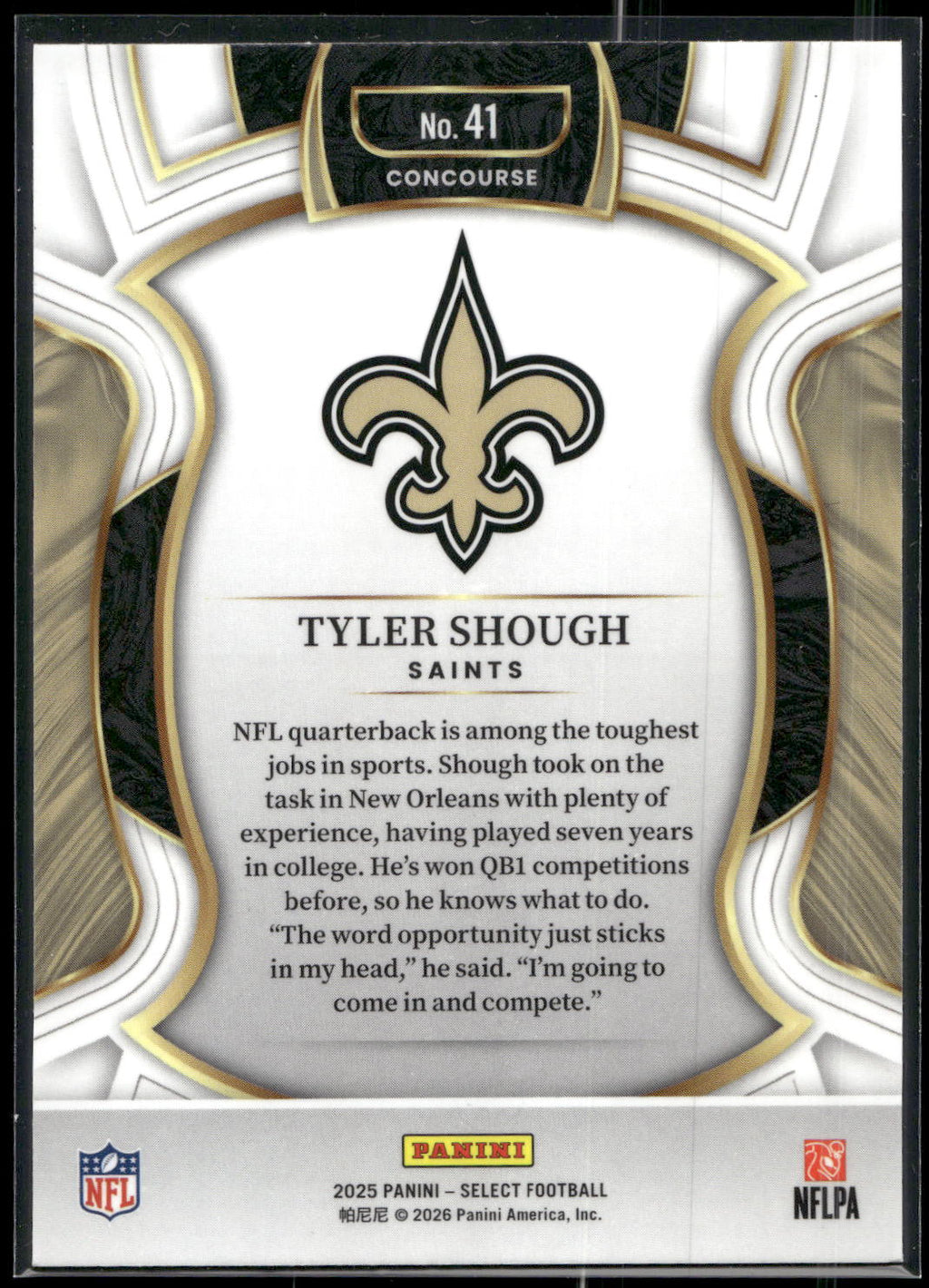 2025 Panini Select #41 Tyler Shough