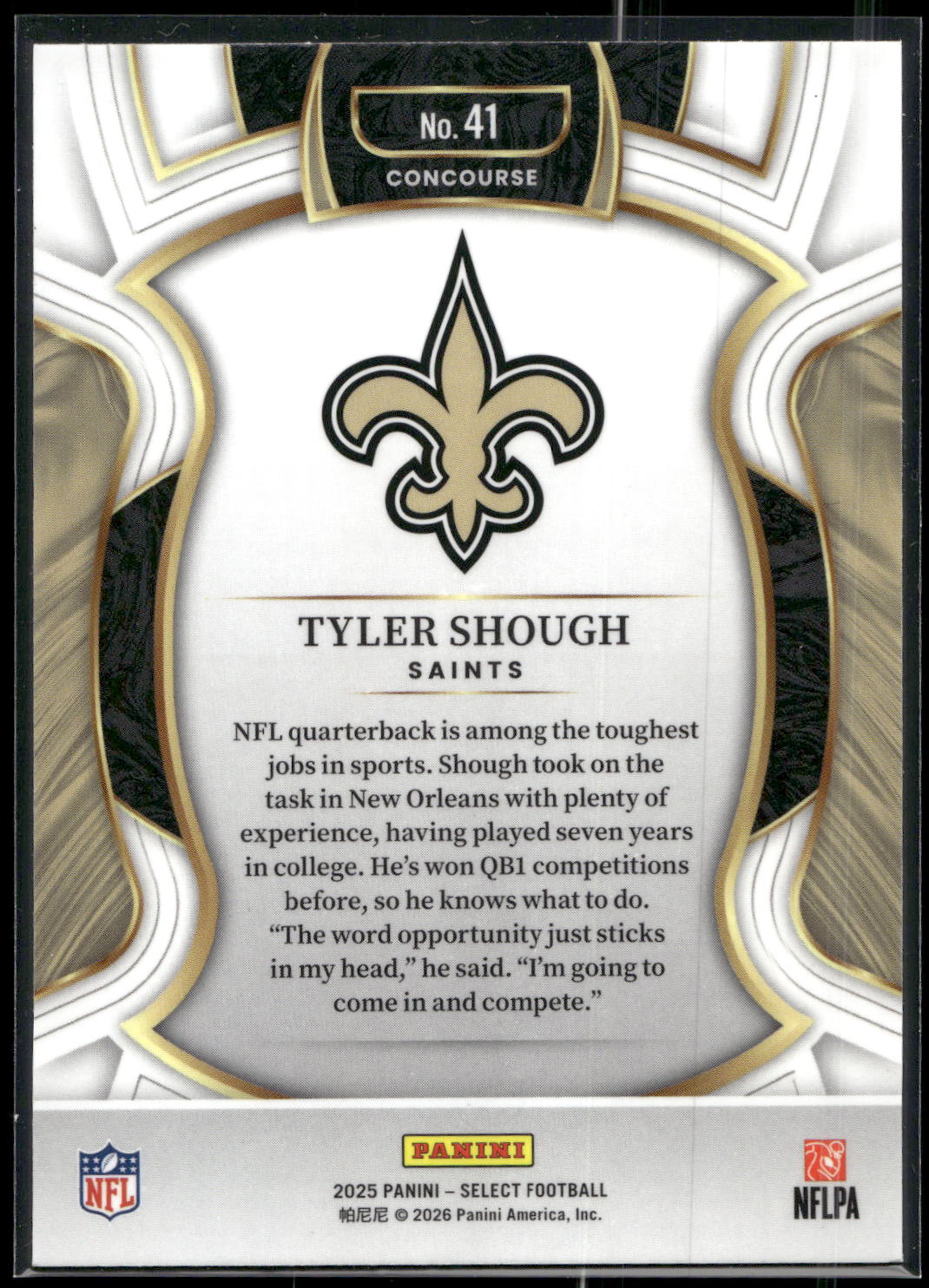 2025 Panini Select #41 Tyler Shough
