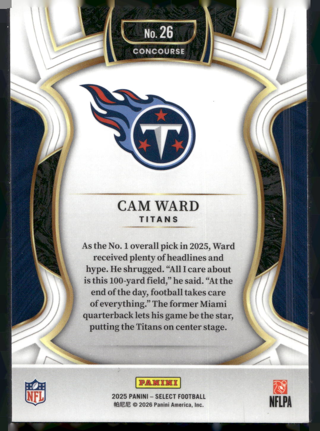 2025 Panini Select #26 Cam Ward
