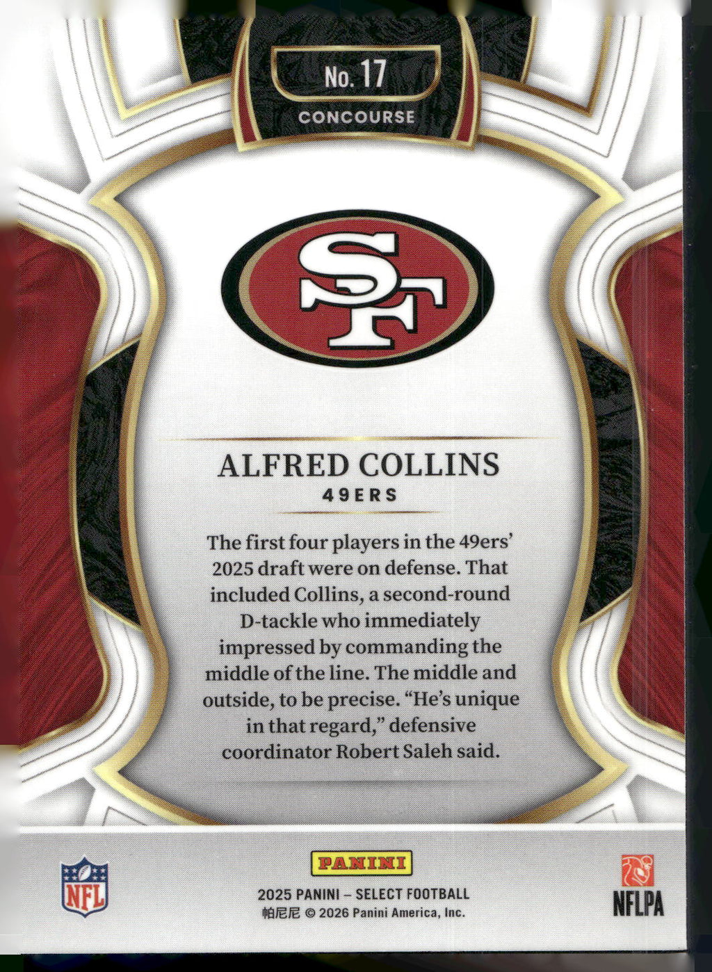 2025 Panini Select #17 Alfred Collins