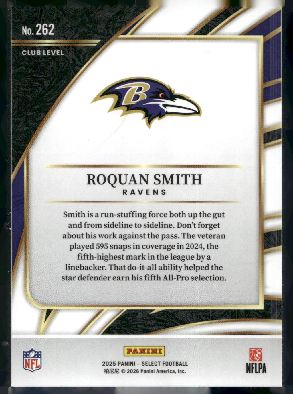 2025 Panini Select #262 Roquan Smith