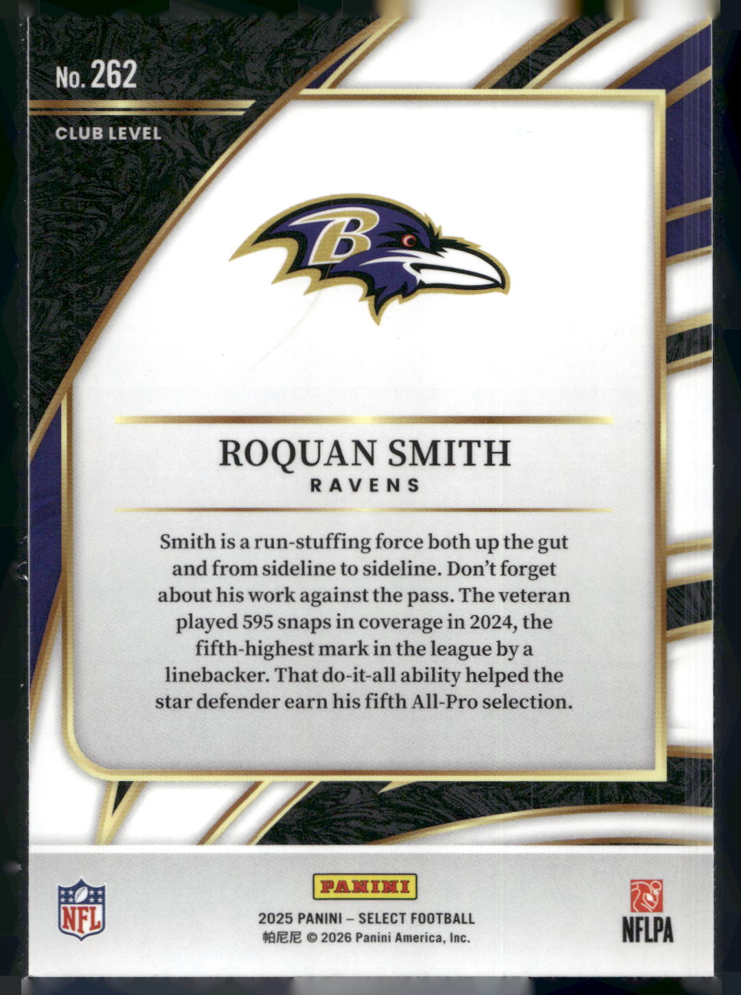 2025 Panini Select #262 Roquan Smith