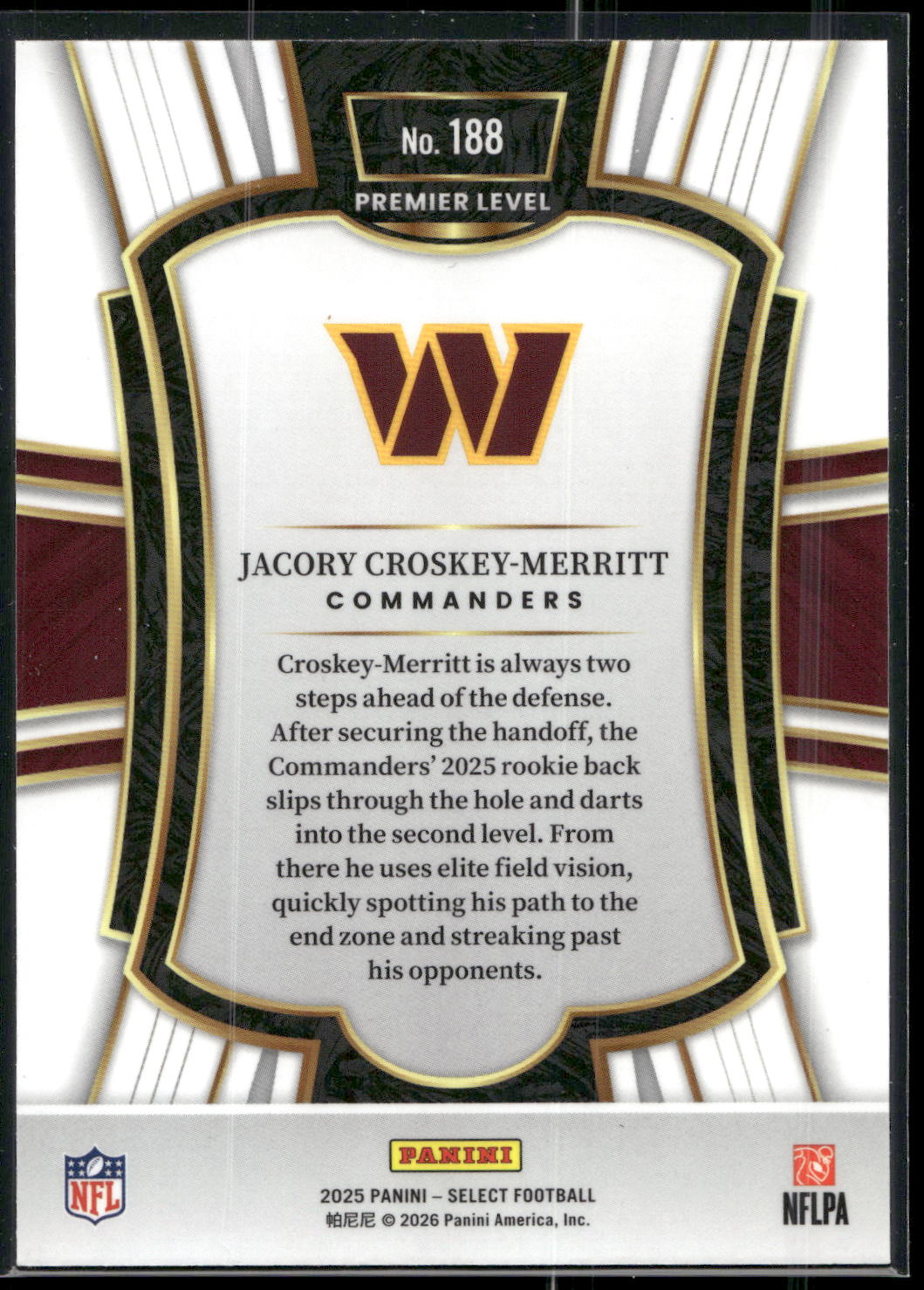 2025 Panini Select #188 Jacory Croskey-Merritt