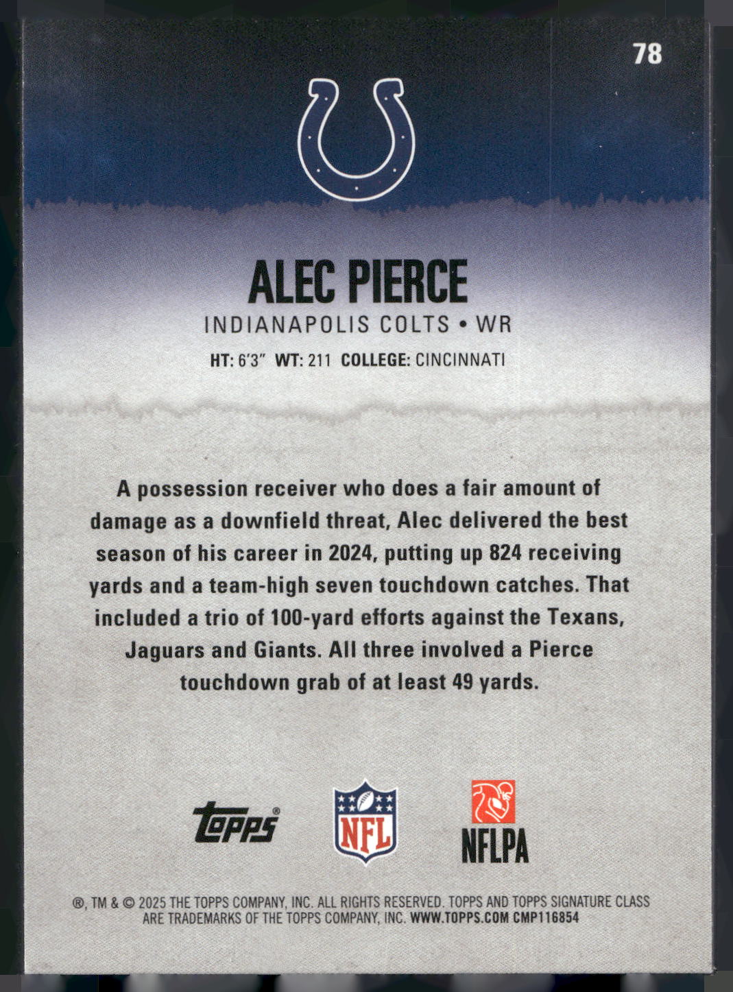 2025 Topps Signature Class #78 Alec Pierce