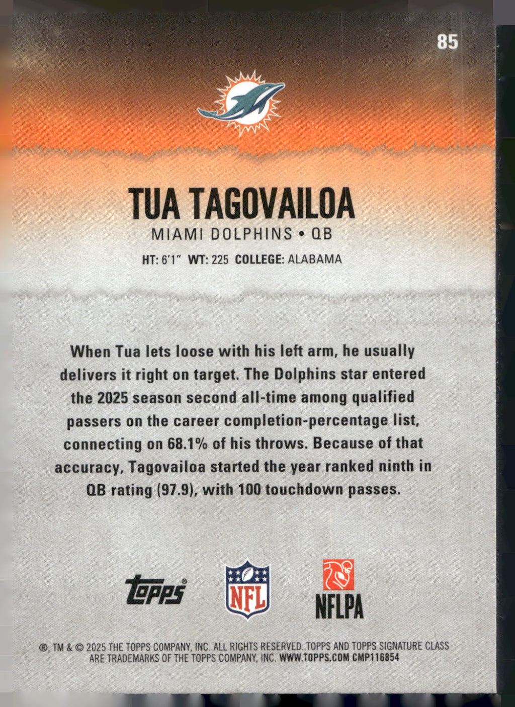 2025 Topps Signature Class #85 Tua Tagovailoa