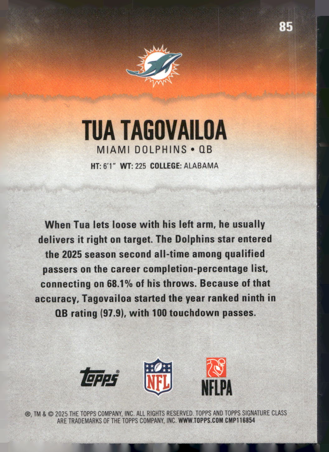 2025 Topps Signature Class #85 Tua Tagovailoa