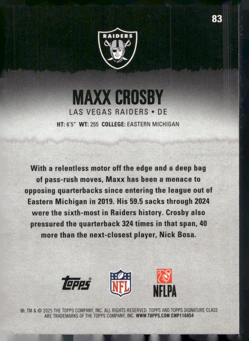 2025 Topps Signature Class #83 Maxx Crosby