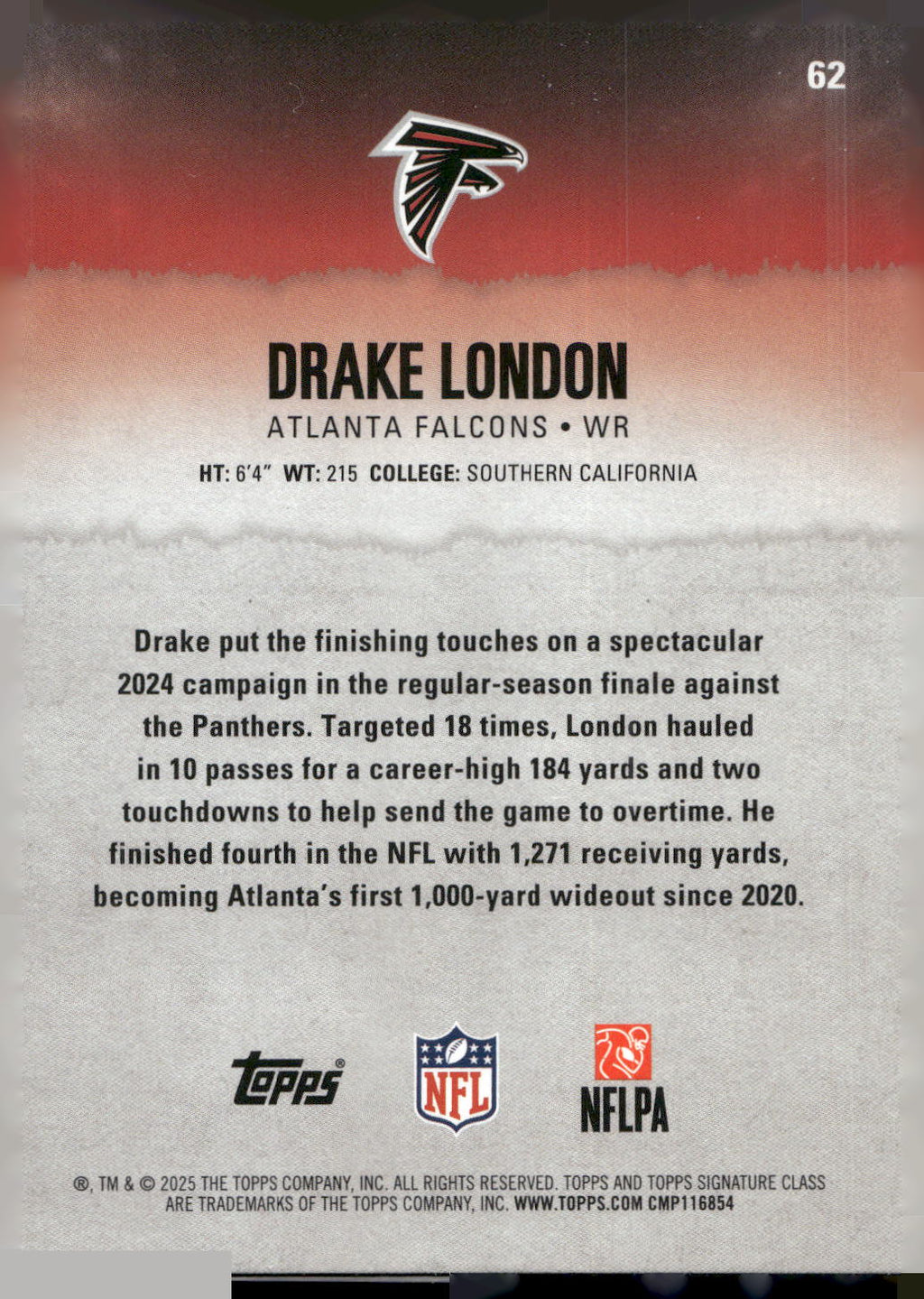 2025 Topps Signature Class #62 Drake London