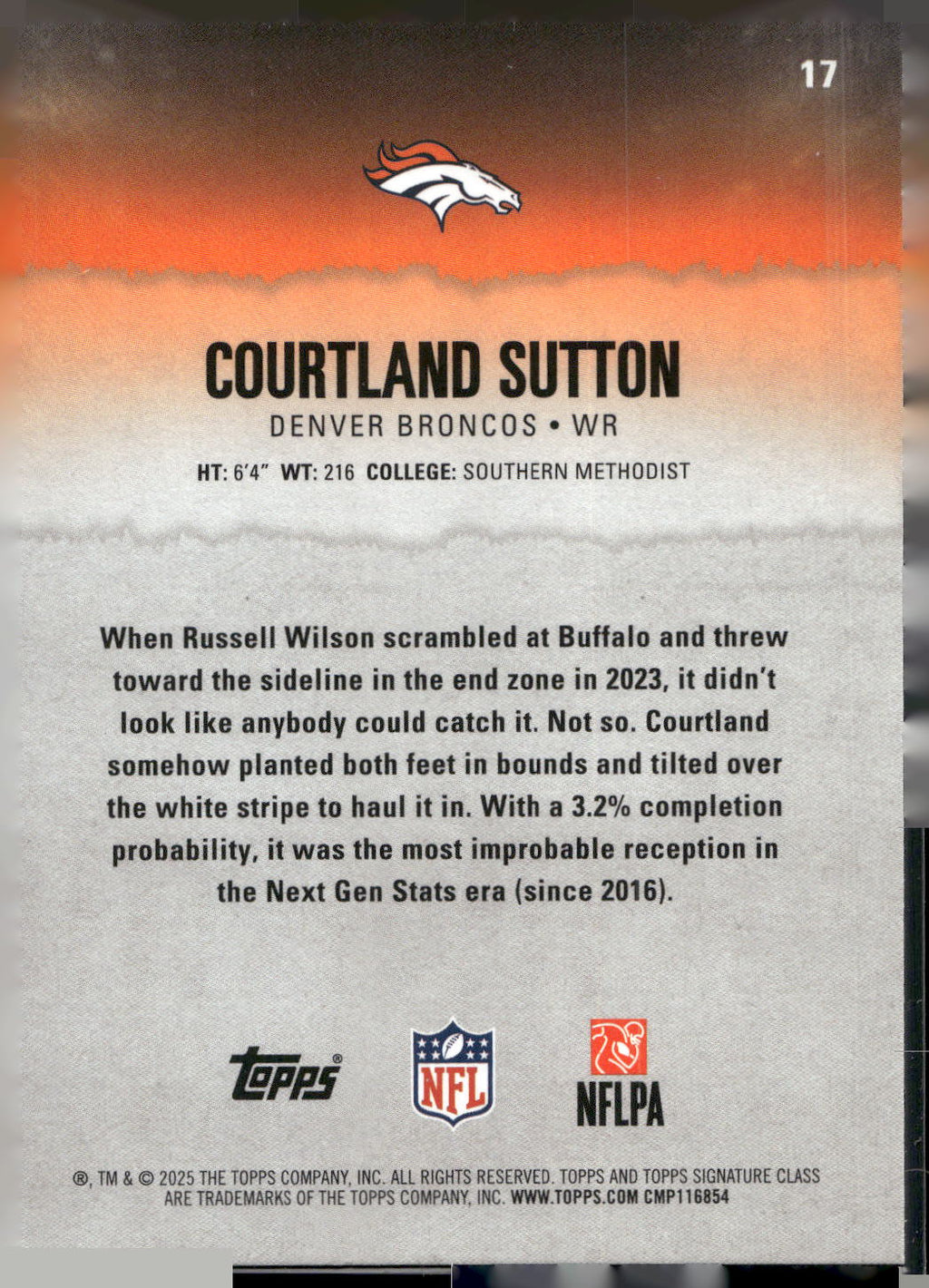 2025 Topps Signature Class #17 Courtland Sutton