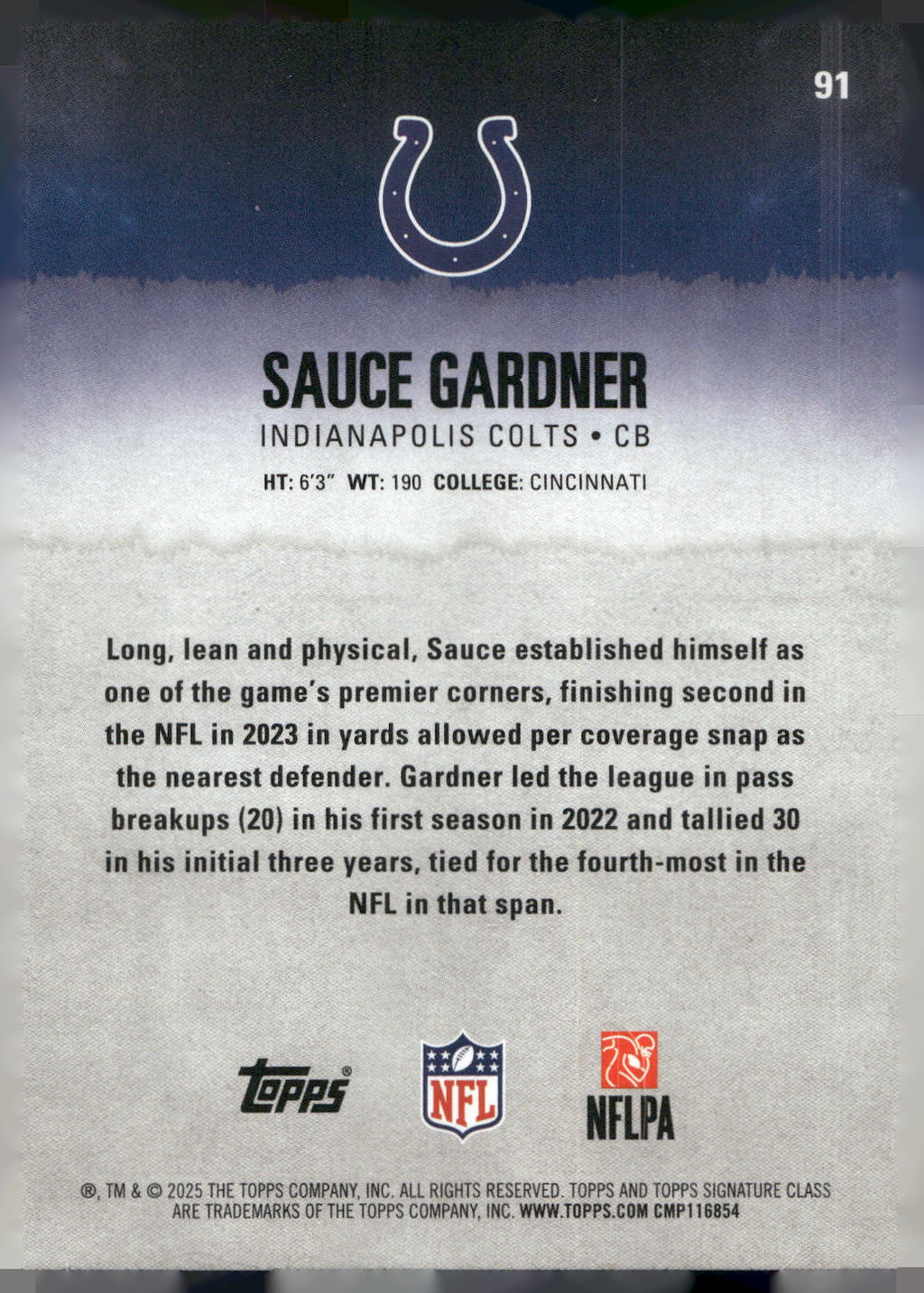 2025 Topps Signature Class #91 Sauce Gardner