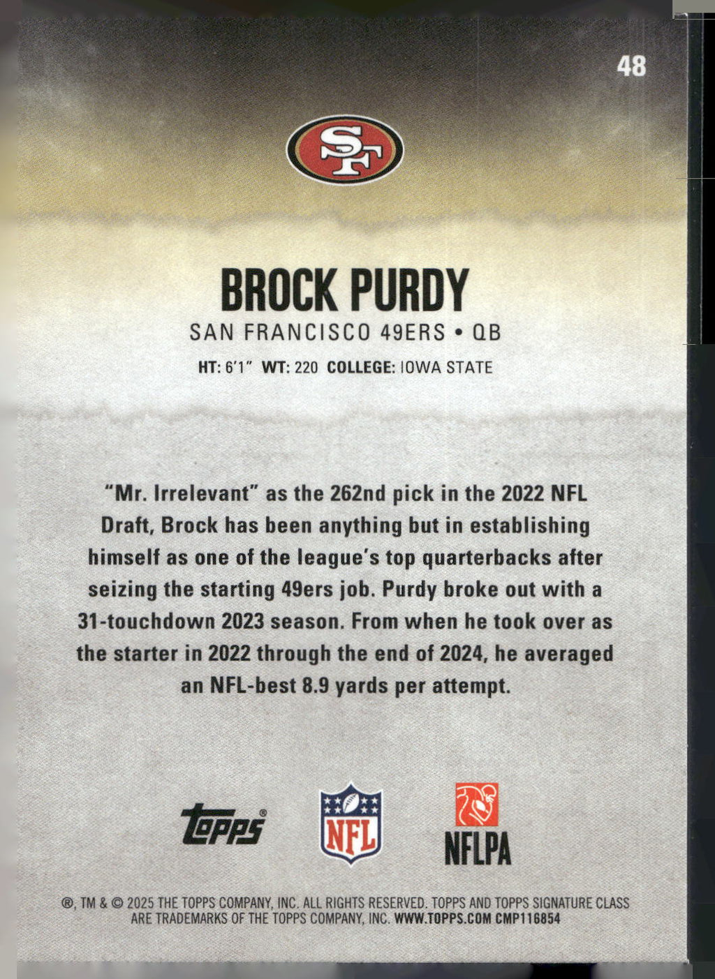 2025 Topps Signature Class #48 Brock Purdy