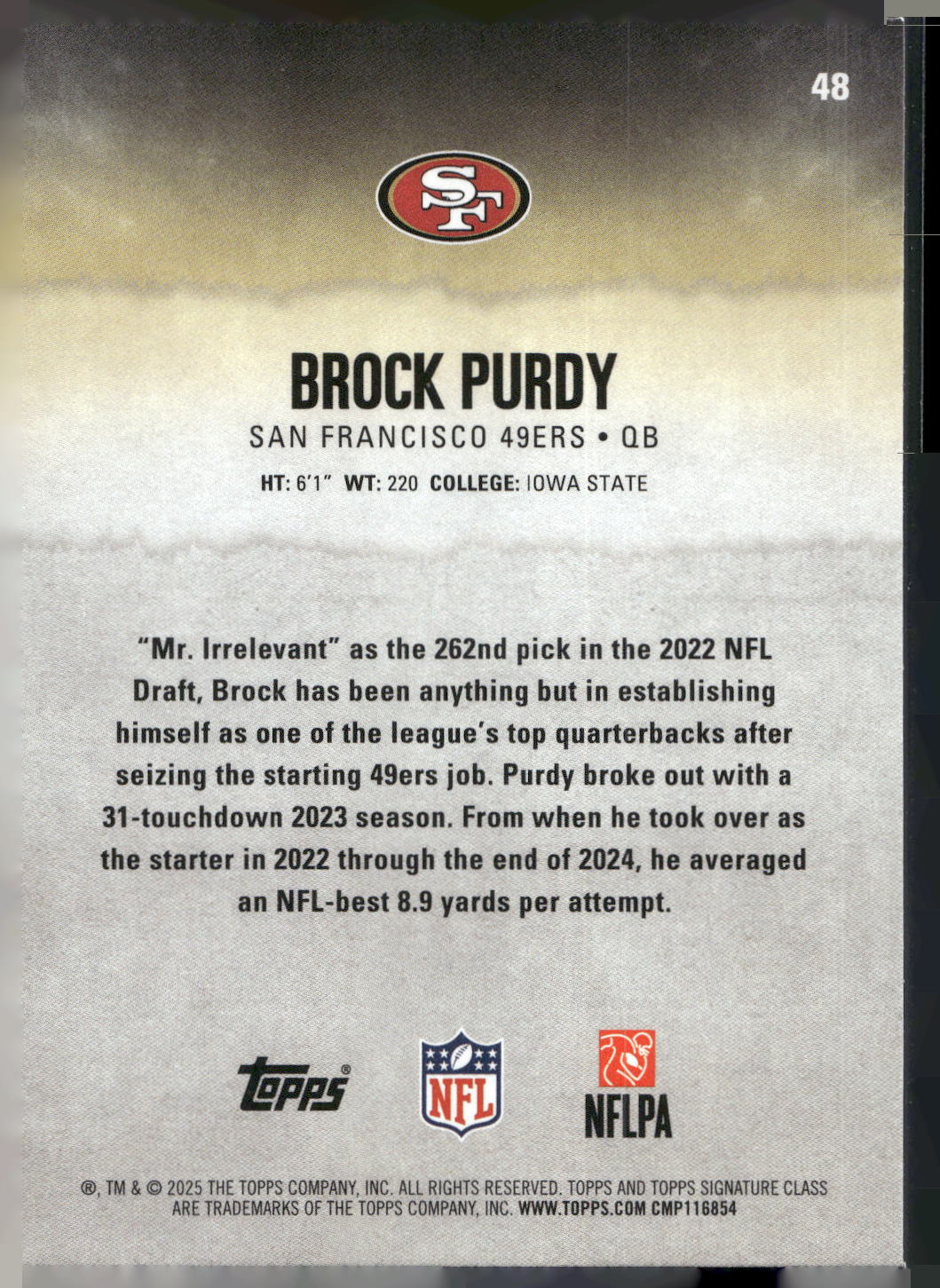 2025 Topps Signature Class #48 Brock Purdy