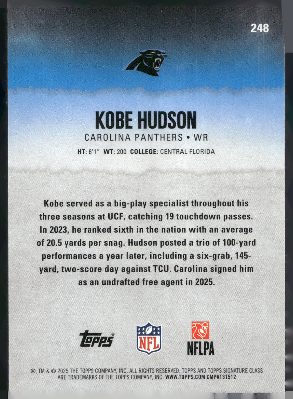 2025 Topps Signature Class #248 Kobe Hudson