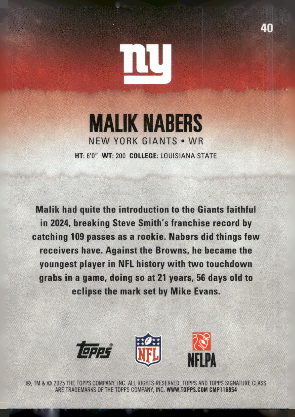 2025 Topps Signature Class #40 Malik Nabers