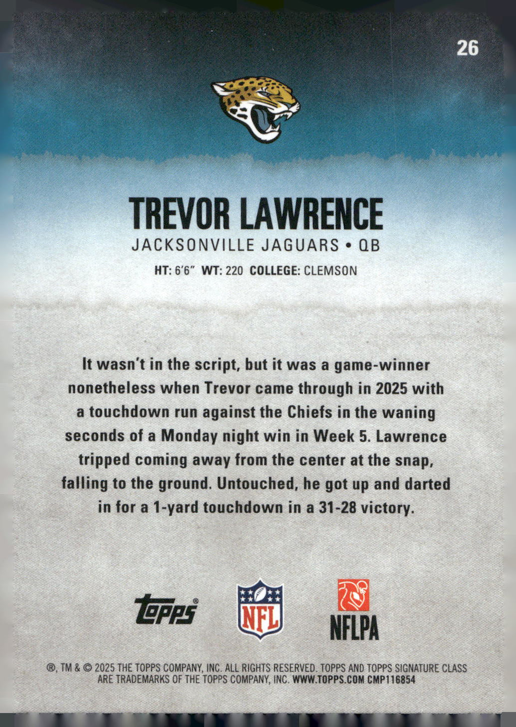 2025 Topps Signature Class #26 Trevor Lawrence