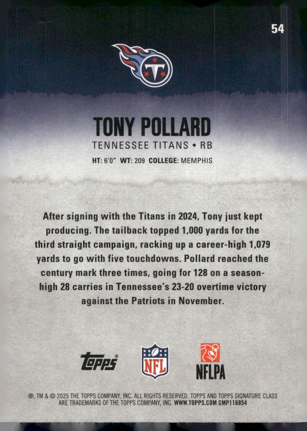 2025 Topps Signature Class #54 Tony Pollard