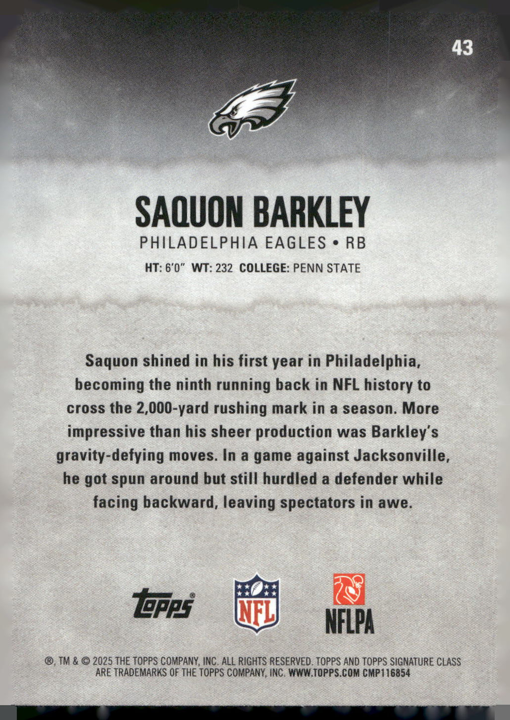 2025 Topps Signature Class #43 Saquon Barkley