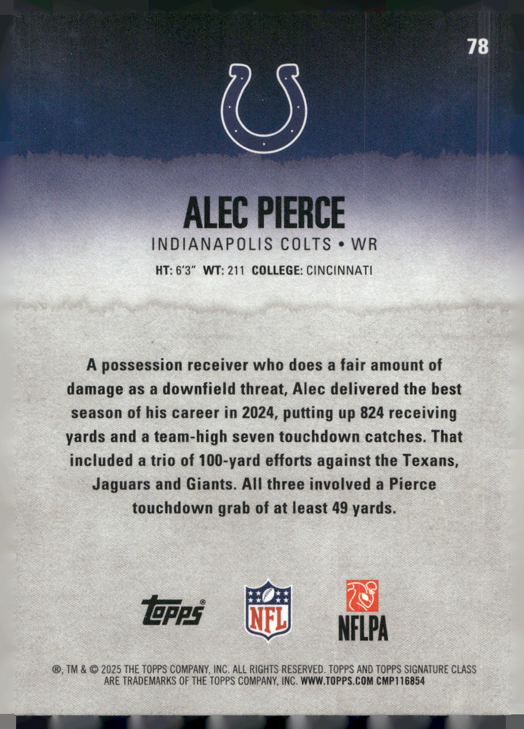 2025 Topps Signature Class #78 Alec Pierce