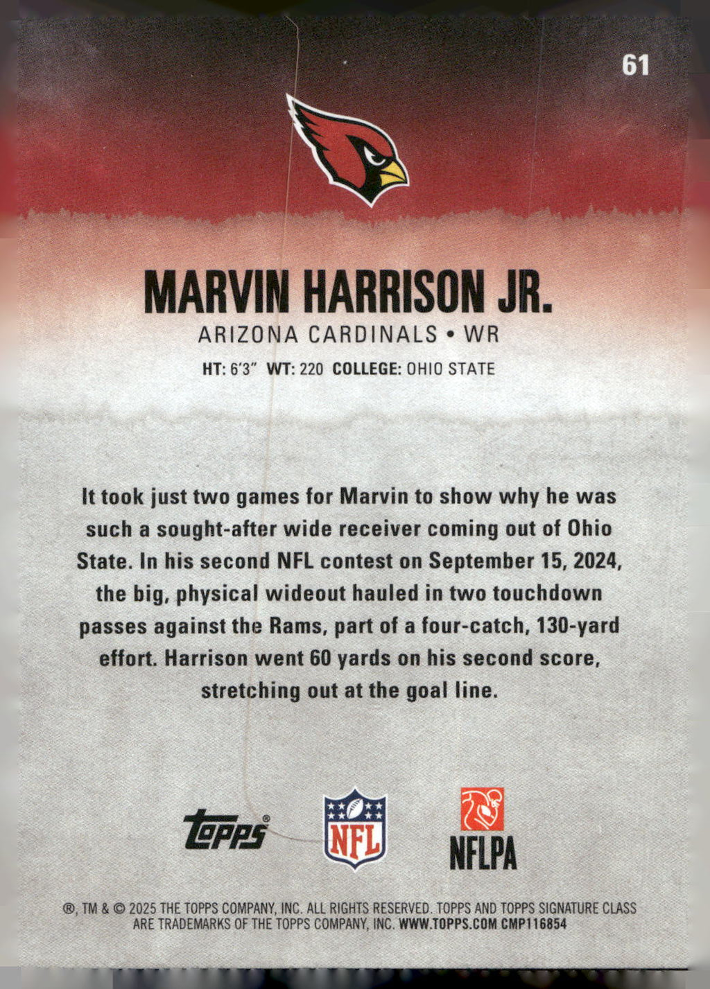 2025 Topps Signature Class #61 Marvin Harrison Jr.
