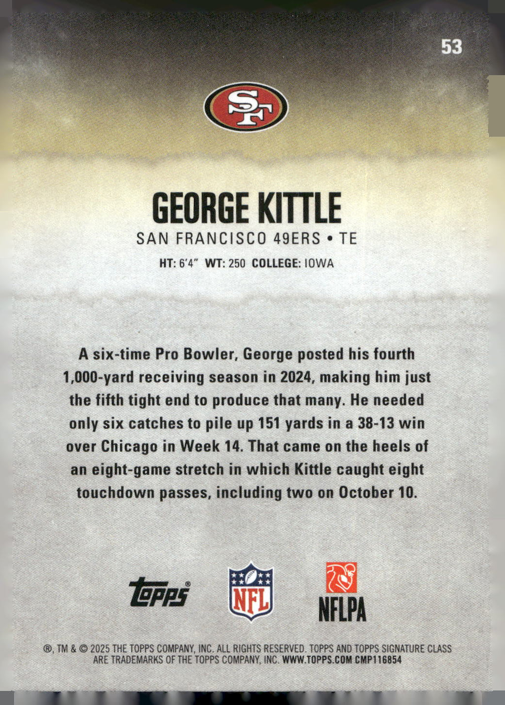 2025 Topps Signature Class #53 George Kittle