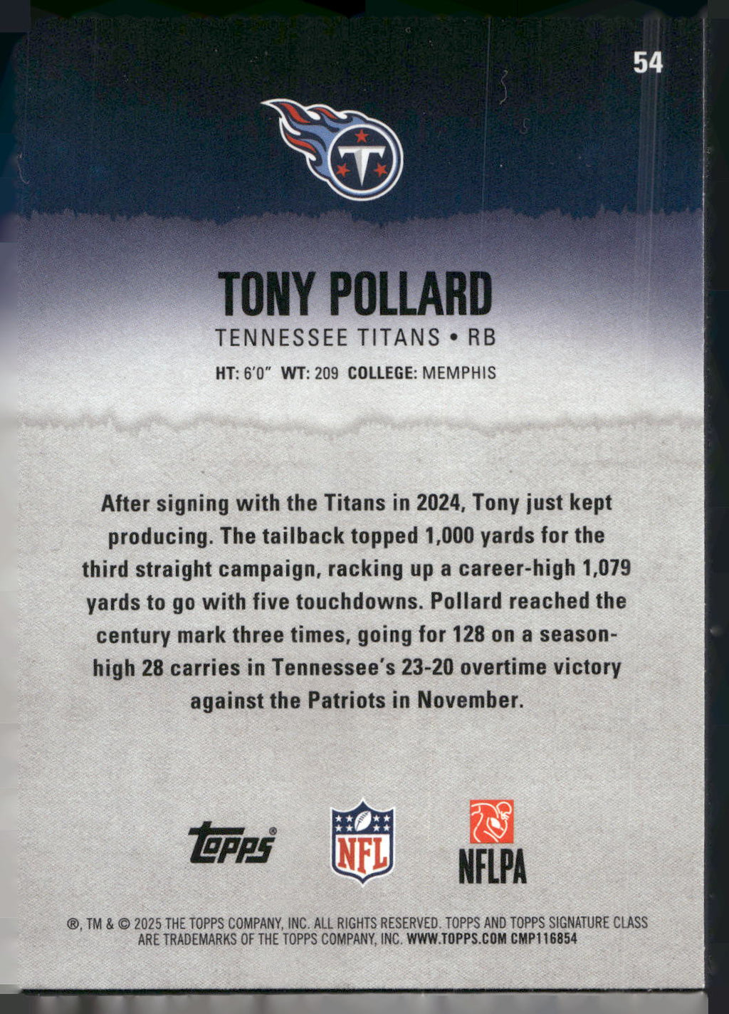 2025 Topps Signature Class #54 Tony Pollard
