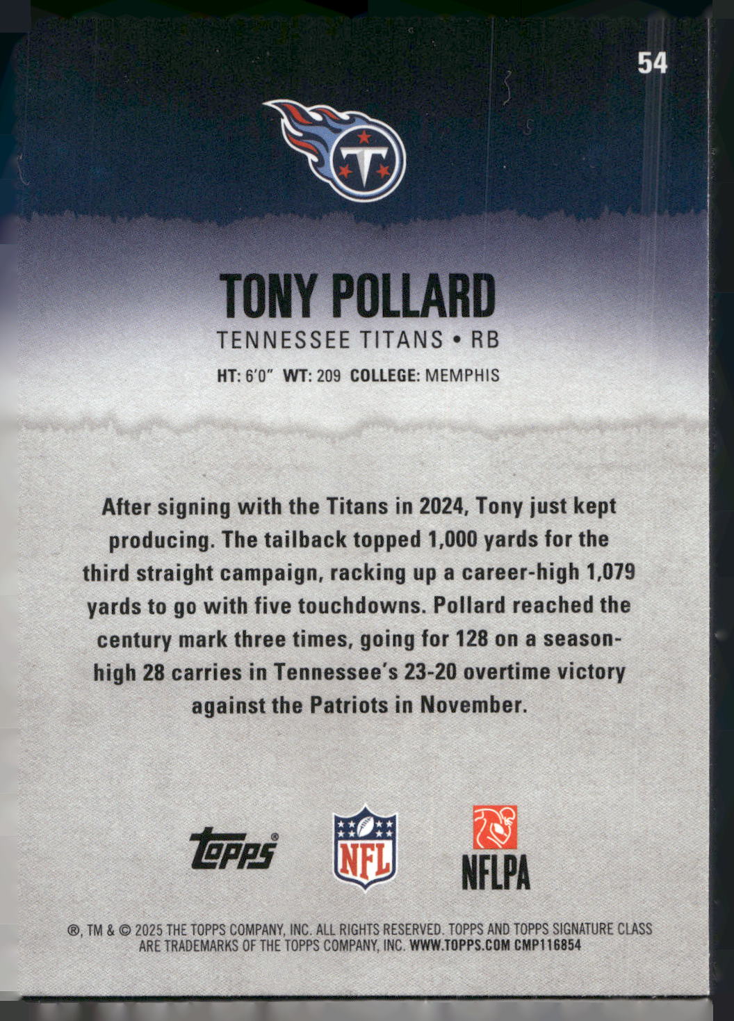 2025 Topps Signature Class #54 Tony Pollard