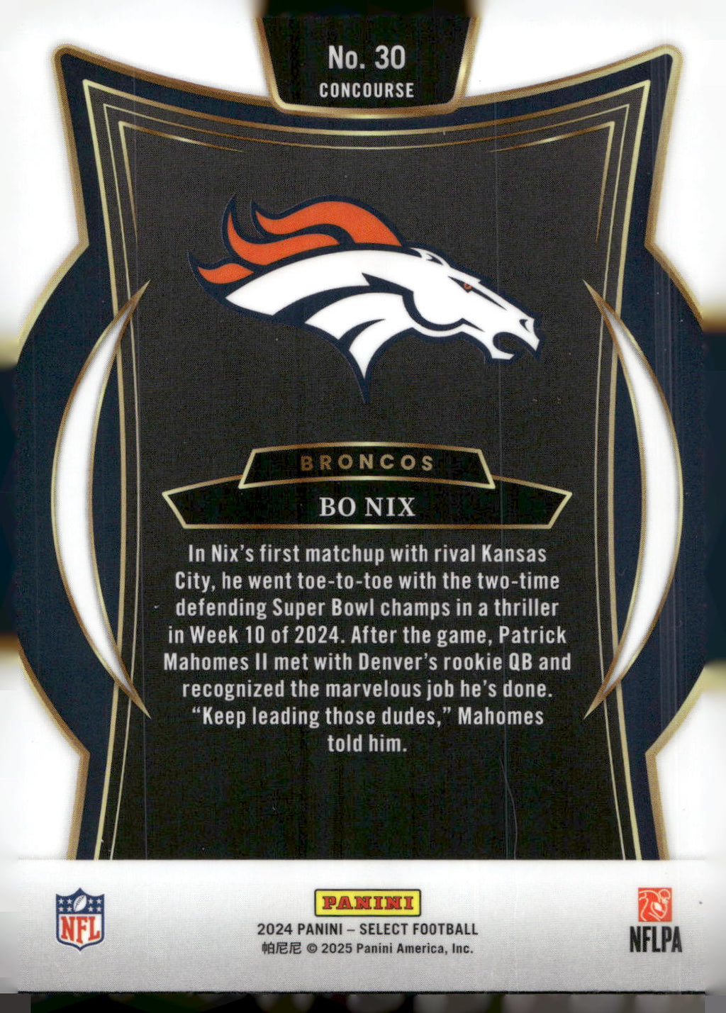 2024 Panini Select #30 Bo Nix