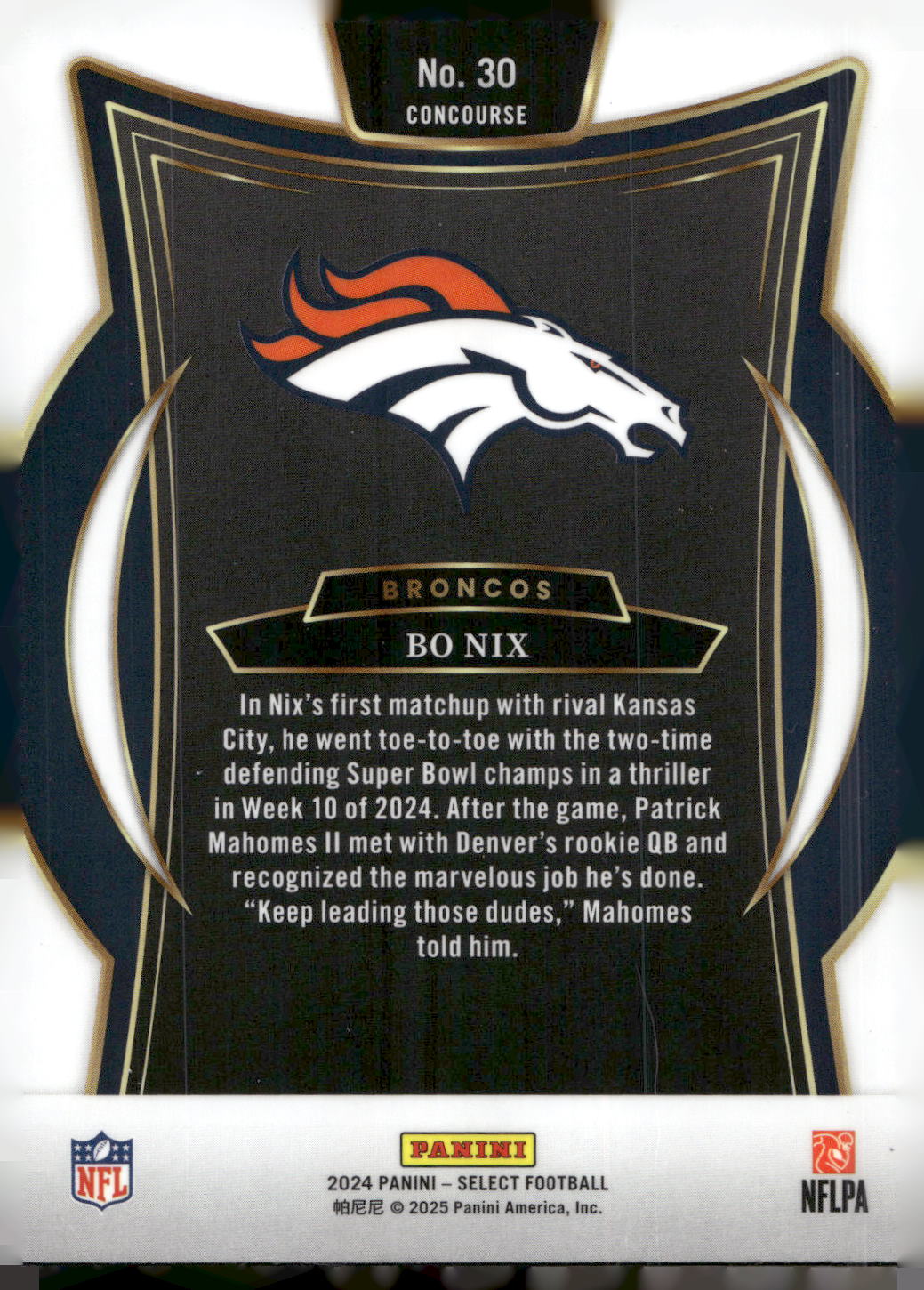 2024 Panini Select #30 Bo Nix