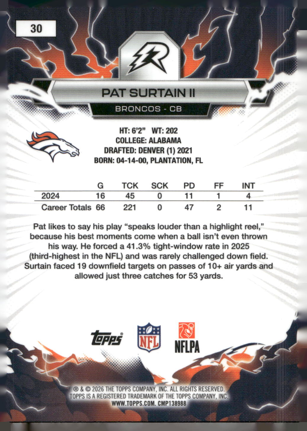 2025 Topps Resurgence #30 Pat Surtain II