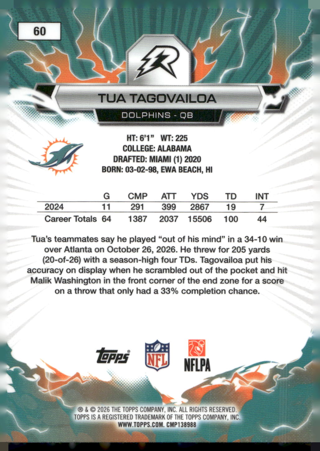 2025 Topps Resurgence #60 Tua Tagovailoa