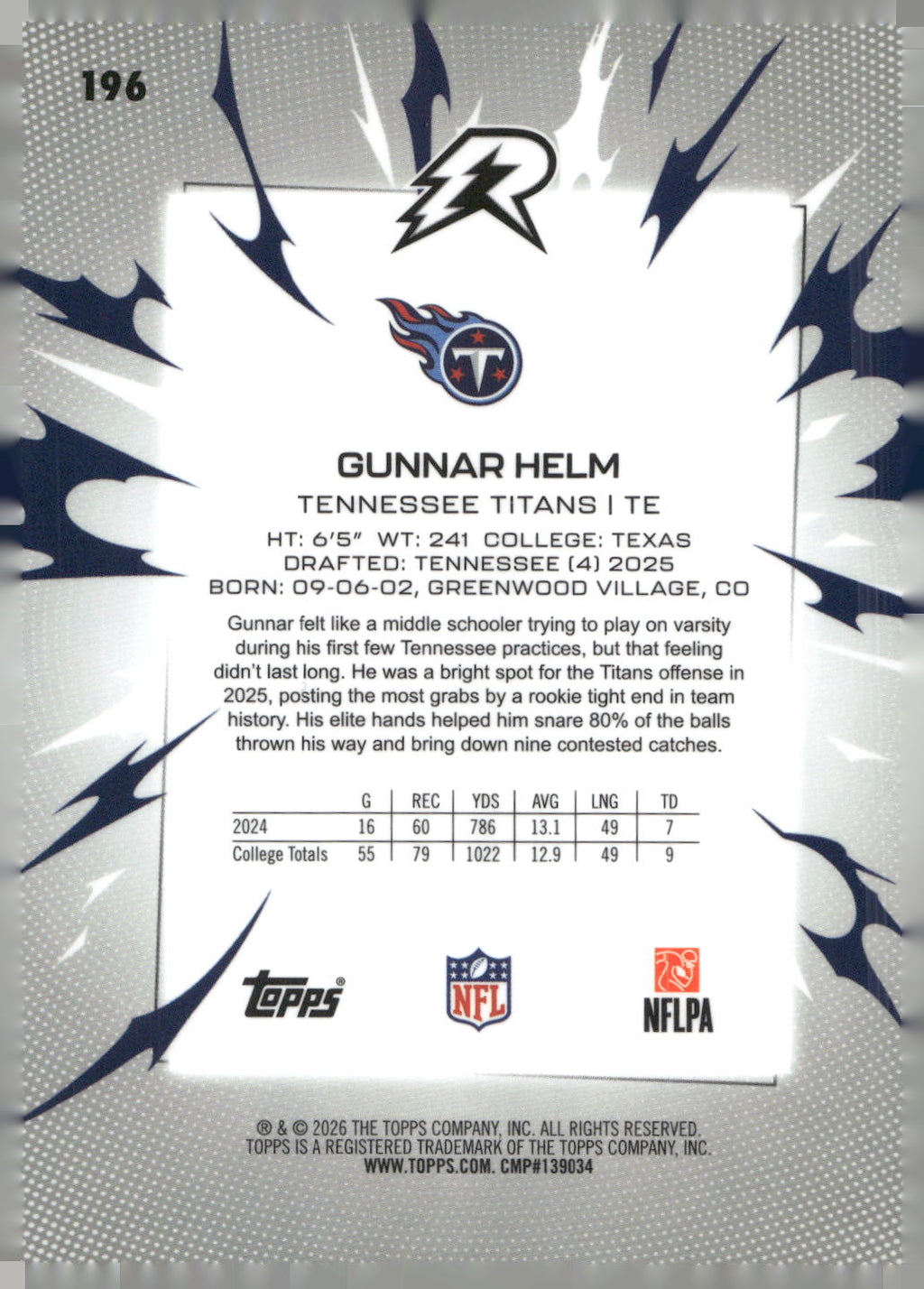 2025 Topps Resurgence #196 Gunnar Helm