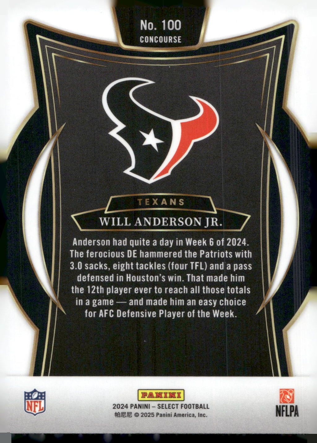 2024 Panini Select #100 Will Anderson Jr.