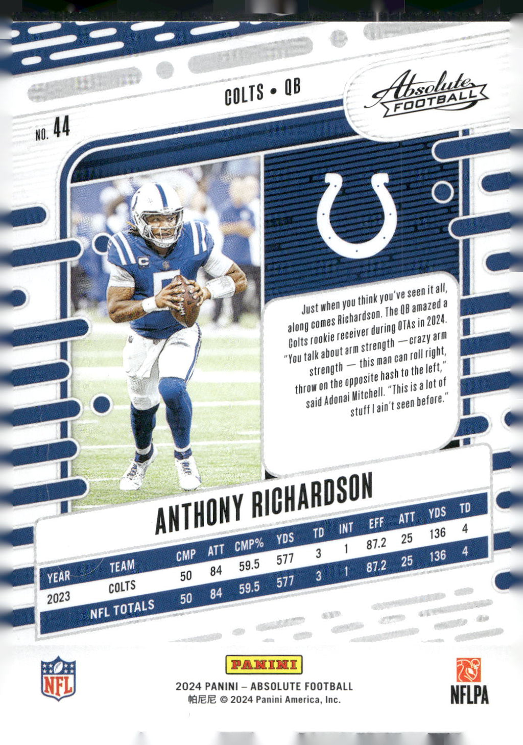 2024 Panini Absolute #44 Anthony Richardson Retail