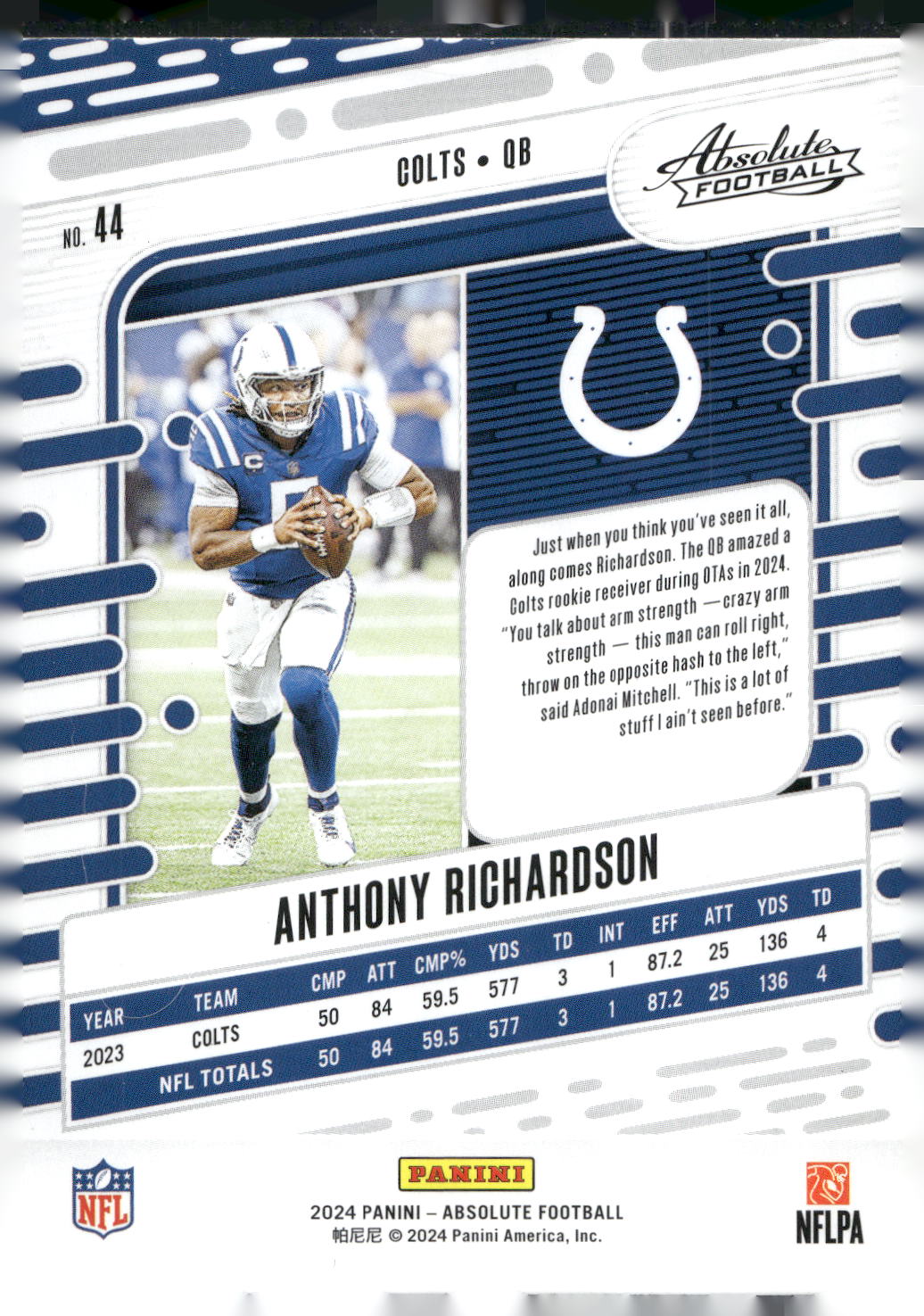 2024 Panini Absolute #44 Anthony Richardson Retail