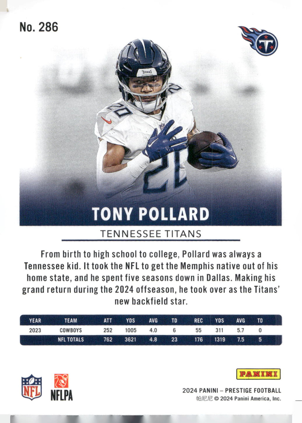2024 Panini Prestige #286 Tony Pollard