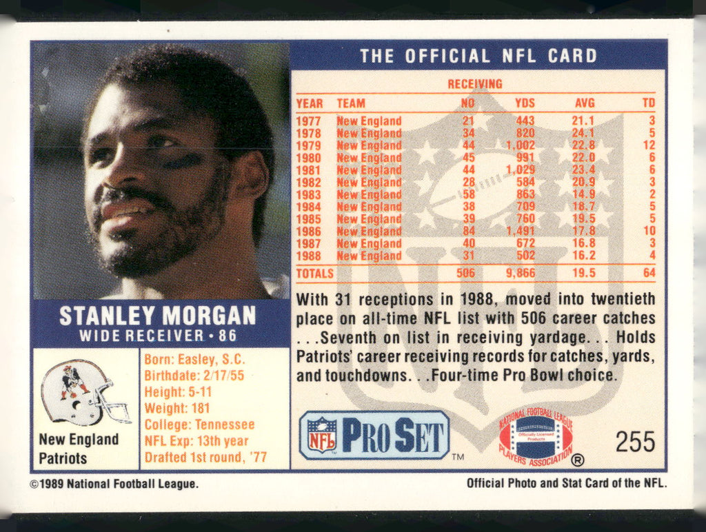 1989 Pro Set #255 Stanley Morgan