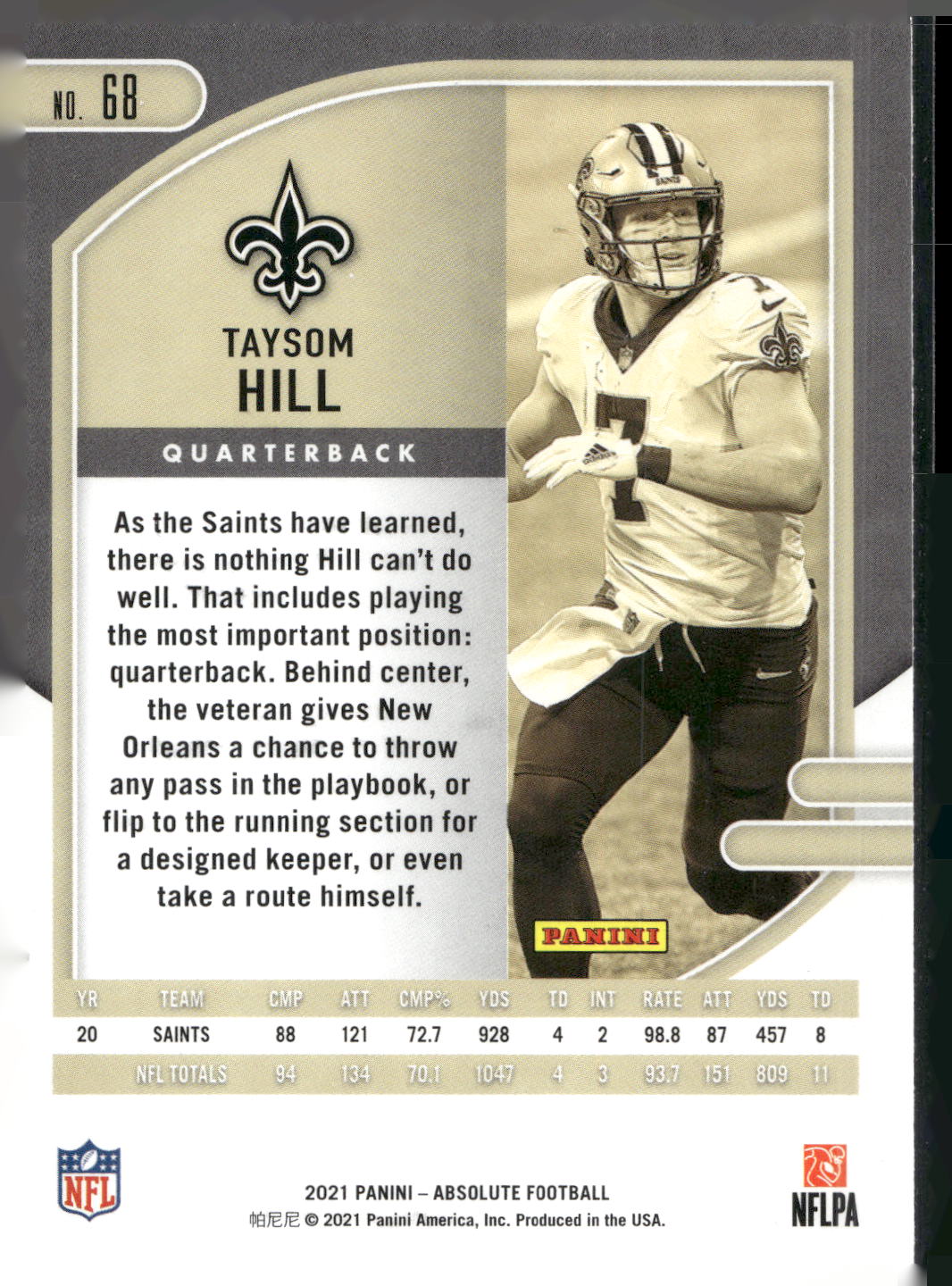 2021 Panini Absolute #68 Taysom Hill Green