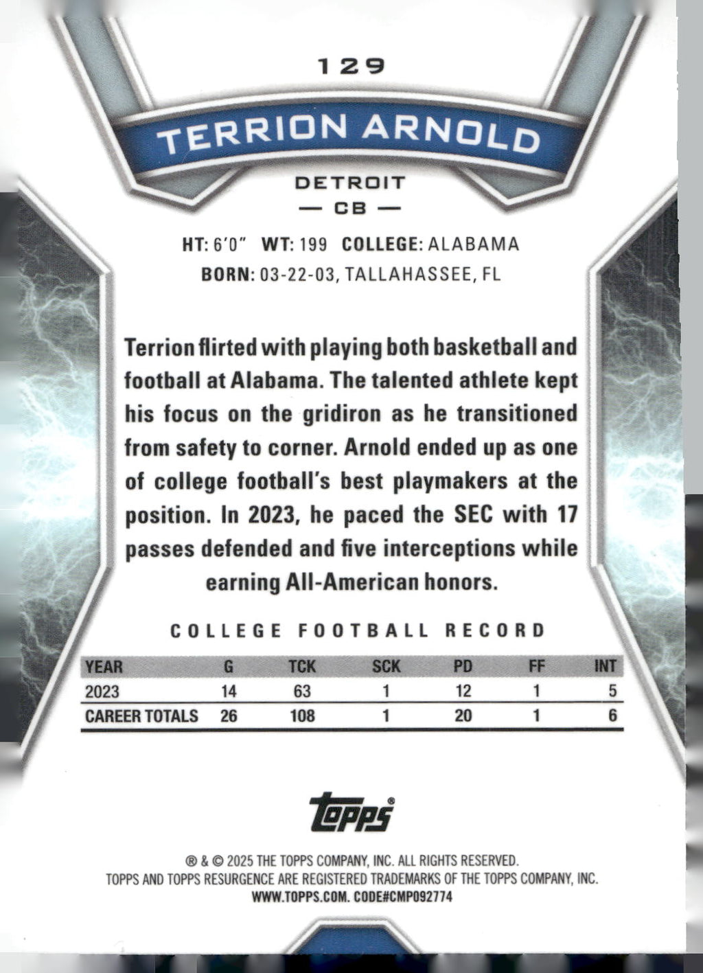 2024 Topps Resurgence #129 Terrion Arnold