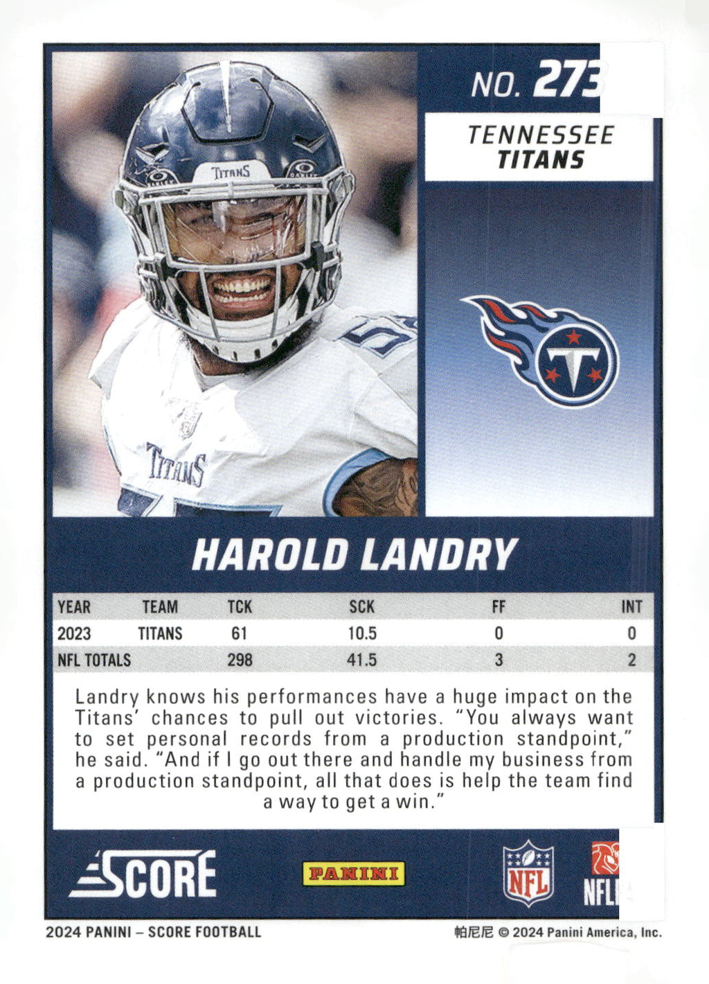 2024 Score #273 Harold Landry