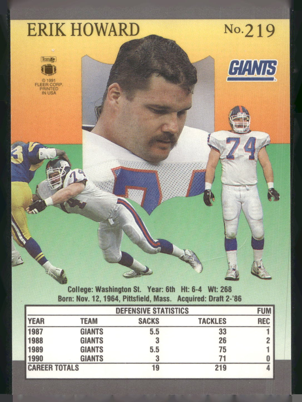 1991 Ultra #219 Erik Howard