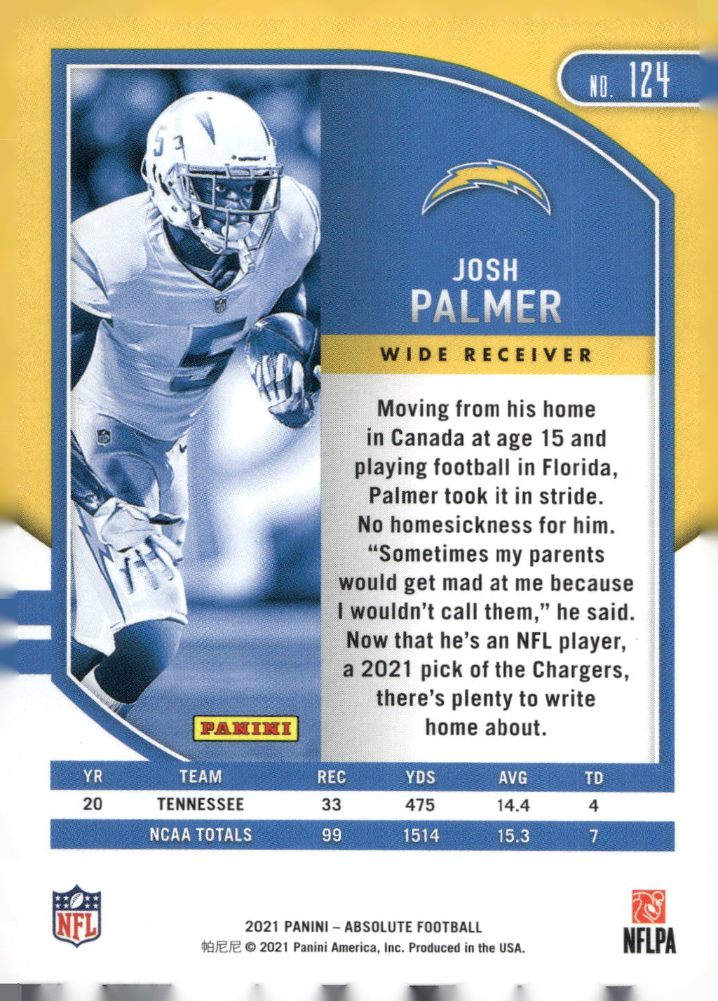 2021 Panini Absolute #124 Josh Palmer Retail