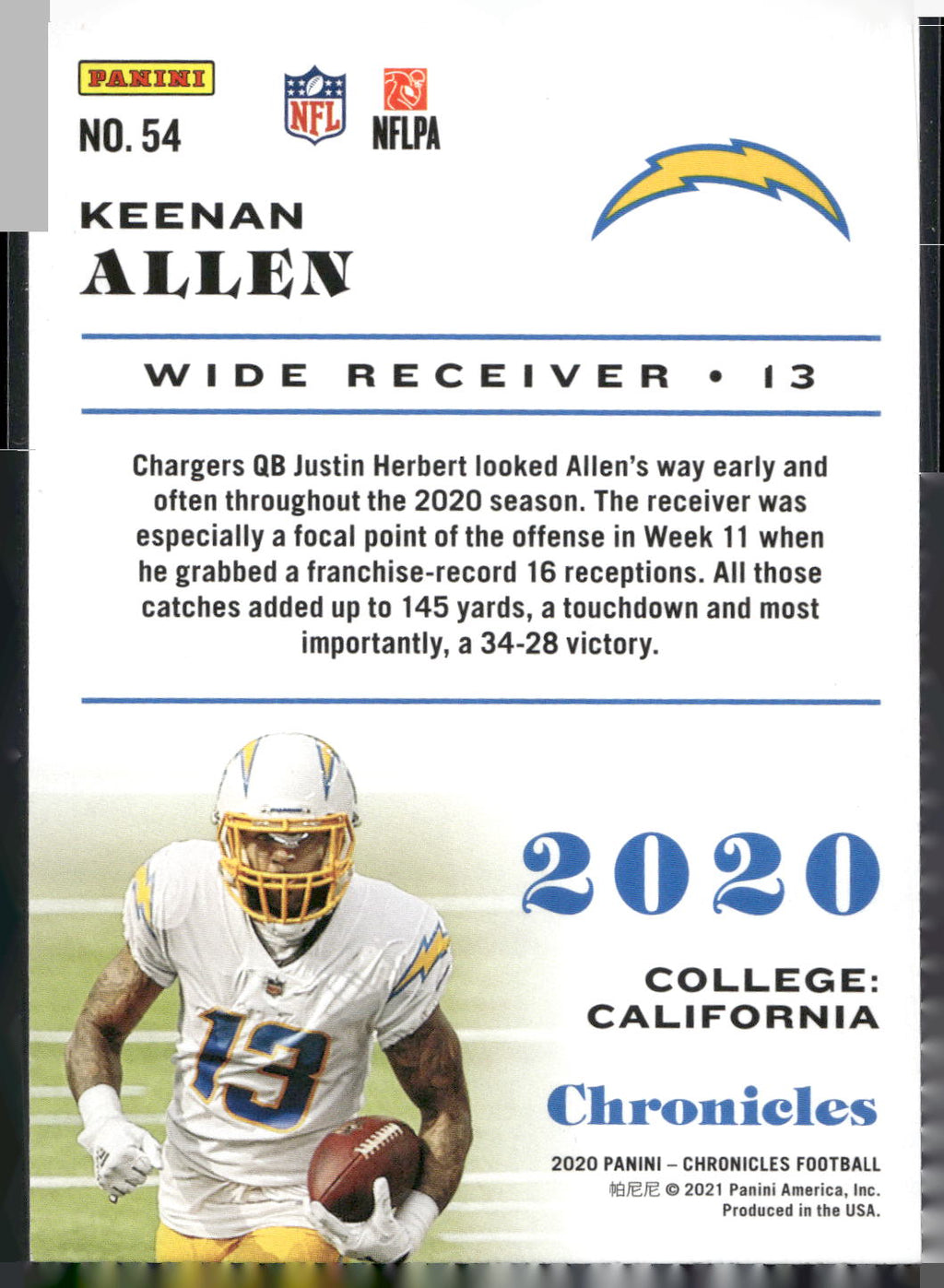 2020 Panini Chronicles #54 Keenan Allen