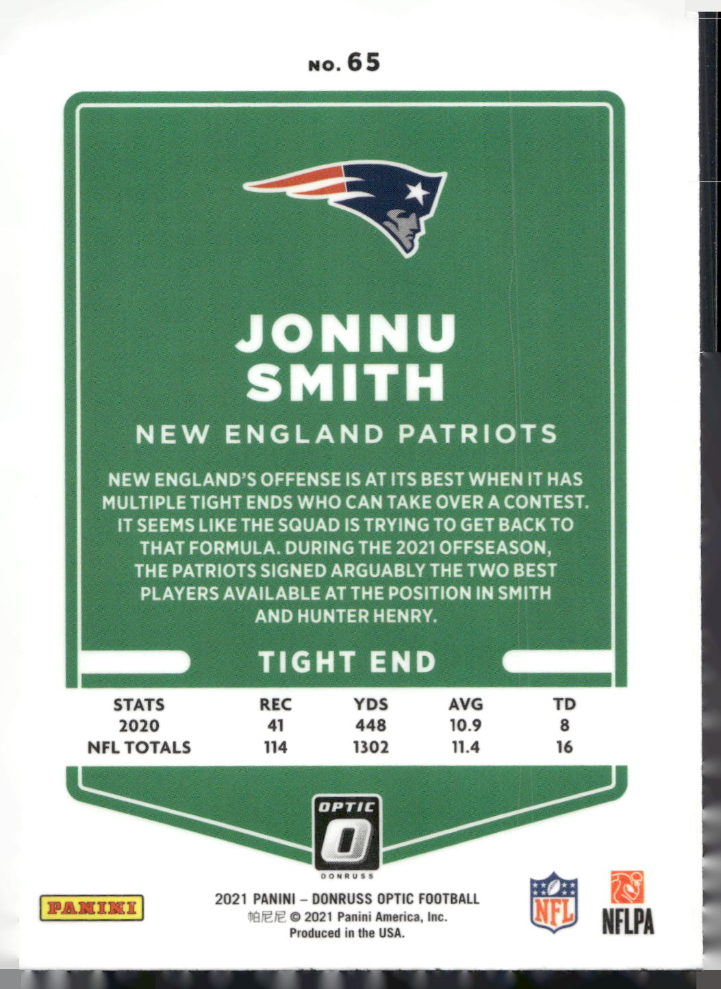 2021 Donruss Optic #65 Jonnu Smith