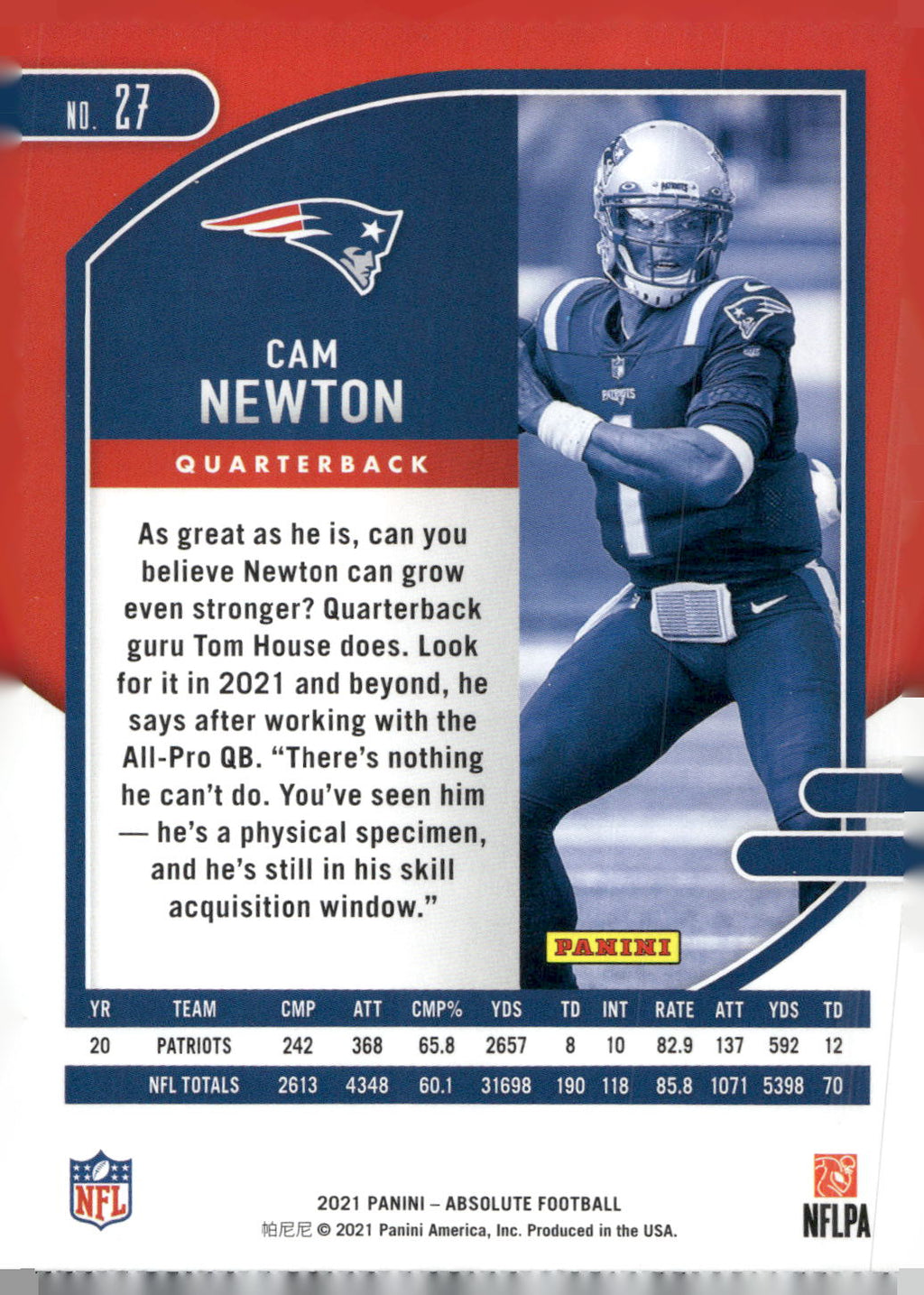 2021 Panini Absolute #27 Cam Newton Retail