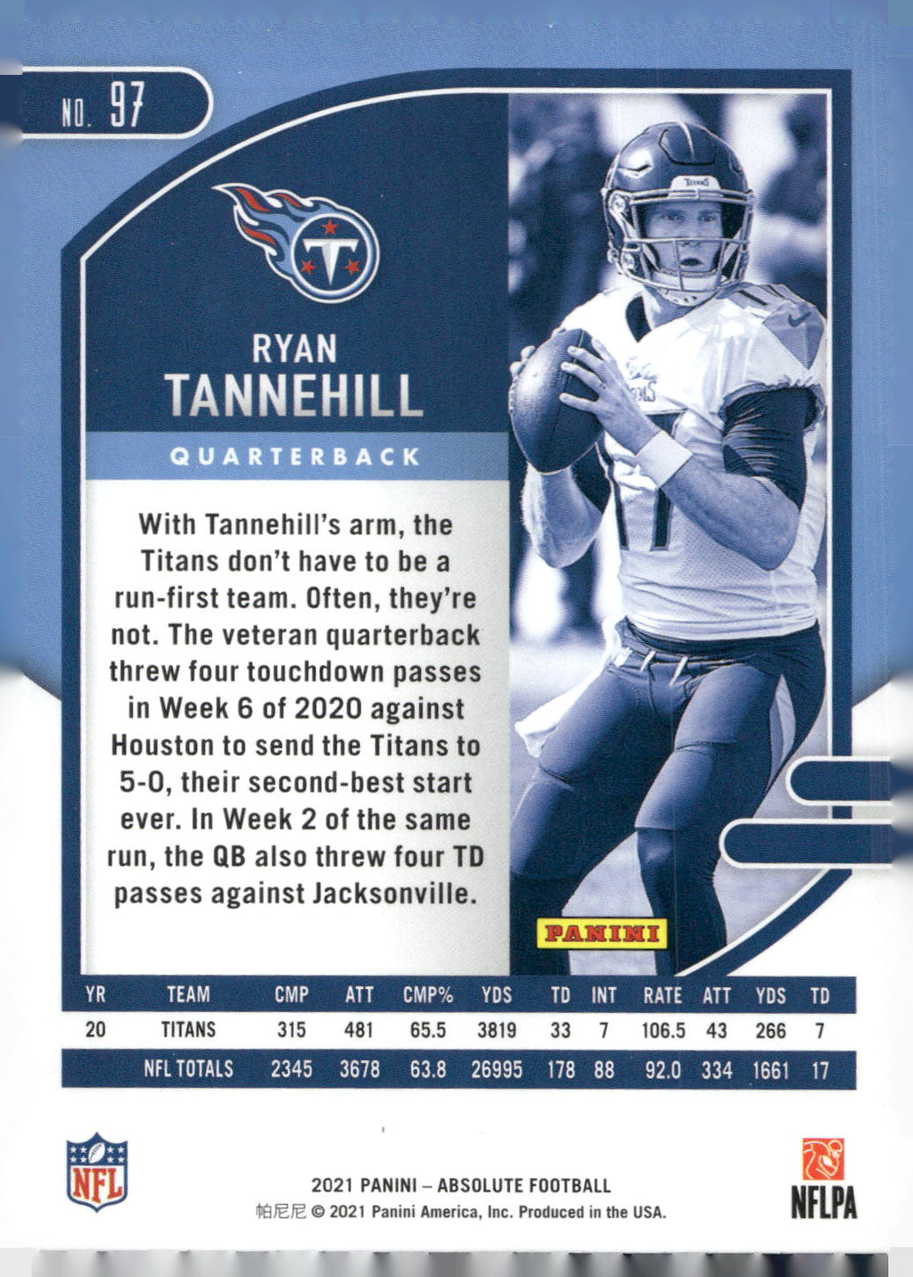 2021 Panini Absolute #97 Ryan Tannehill Retail