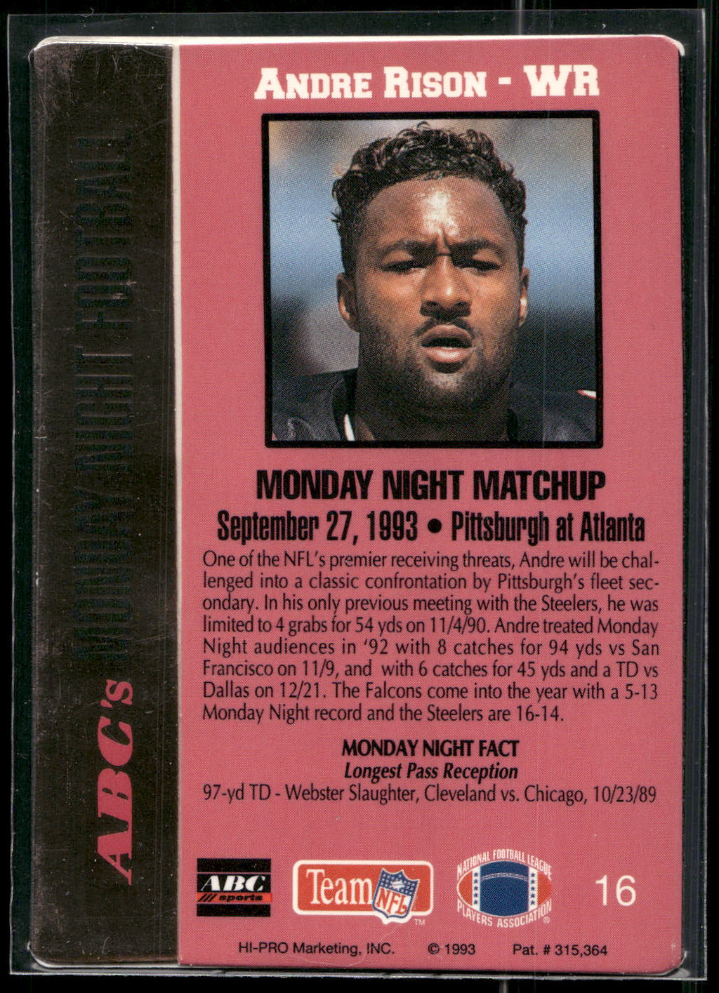 1993 Action Packed Monday Night Football #16 Andre Rison