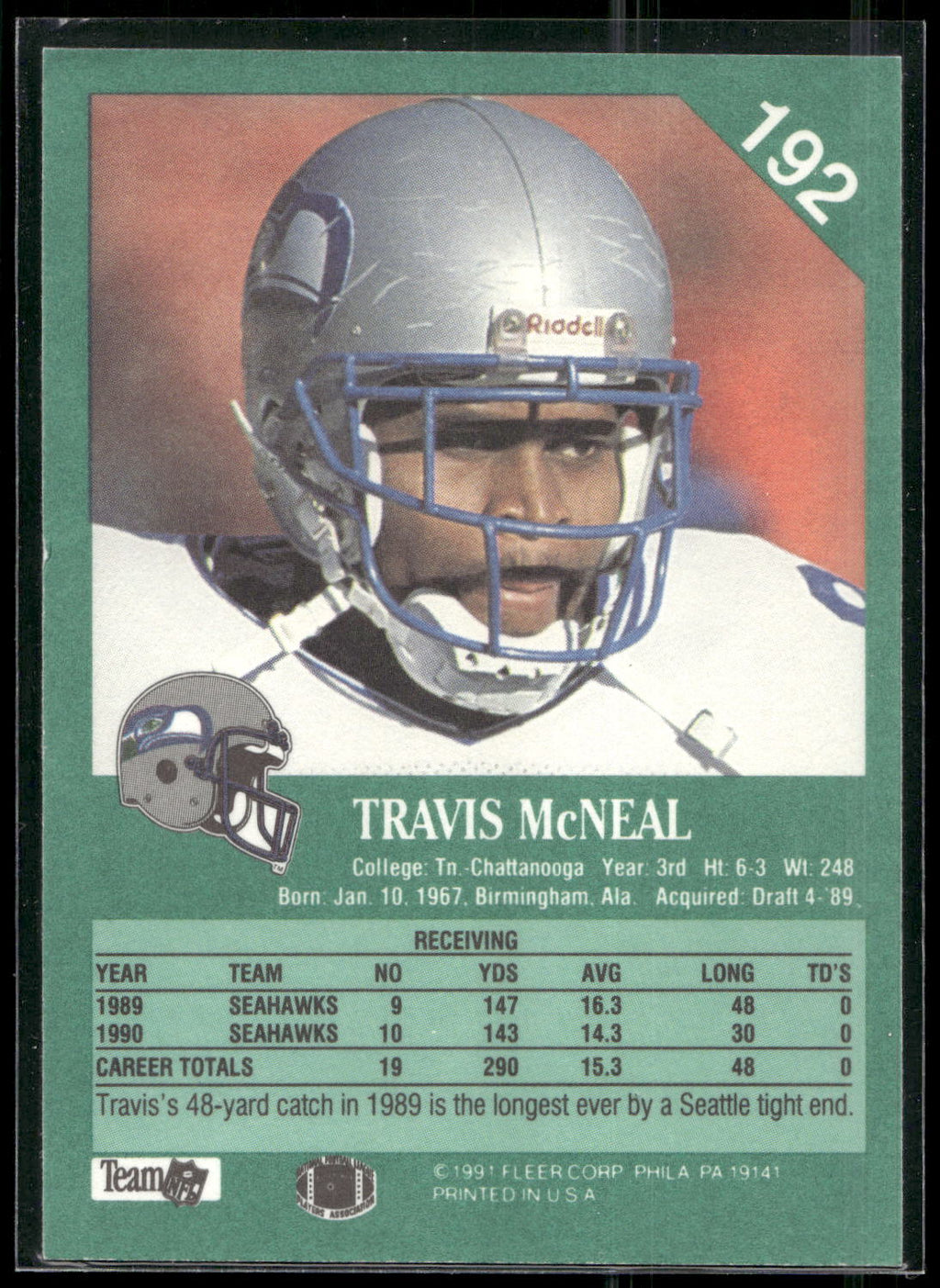 1991 Fleer #192 Travis McNeal